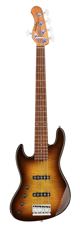 Finale Aktion Sadowsky MetroLine Deluxe 21-Fret Standard J/J Bass, Okoume Body, Morado Fingerboard, 5-String, Lefthand - '59 Burst Transparent High Polish