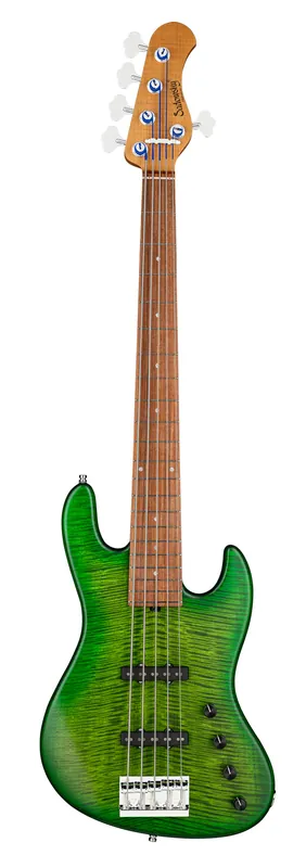 Sadowsky MetroLine Deluxe 21-Fret Standard J/J Bass, Okoume Body, Morado Fingerboard, 5-String - Emeraude Greenburst Transparent Satin Expressversand