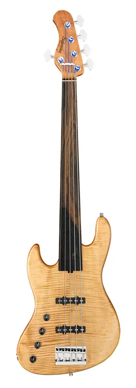 Sadowsky MetroLine Deluxe 21-Fret Standard J/J Bass, Okoume Body, Tigerstripe Ebony Fingerboard, 5-String, Fretless, Lefthand - Vintage Tinted Natural Transparent Satin Preis Gesenkt