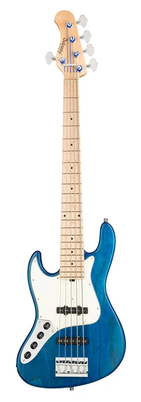 Sadowsky MetroLine 21-Fret Vintage J/J Bass, Swamp Ash Body, Maple Fingerboard, 5-String, Lefthand - Ocean Blue Transparent Satin Highlight