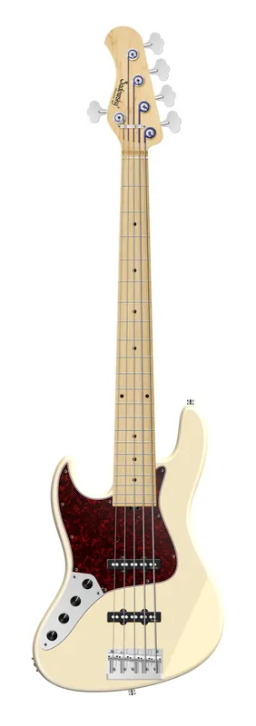Nur Heute Sadowsky MetroLine 21-Fret Vintage J/J Bass, Swamp Ash Body, Maple Fingerboard, 5-String, Lefthand - Solid Olympic White High Polish