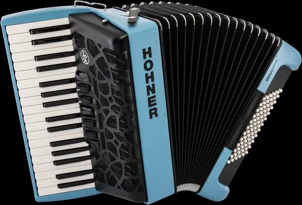 Neu HOHNER Akkordeon Bravo III 72 sky, myColor, silent key