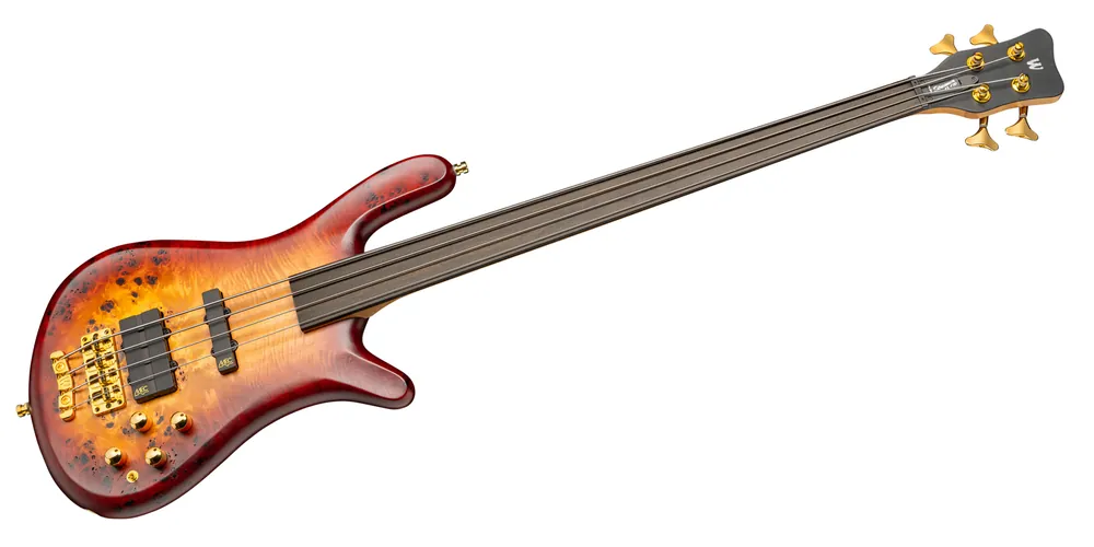 Sale Warwick Teambuilt Streamer LX, Limited Edition 2025, 4-string, Fretless - Honey Sunset Burst in Natural Transparent Satin Finish