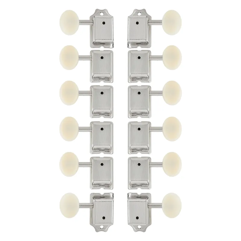 Kostenloser Rückversand Framus Parts - Tuners with Oval Plastic Knob - 12-String Hootenanny Guitar Machine Heads, 6 + 6 - Nickel
