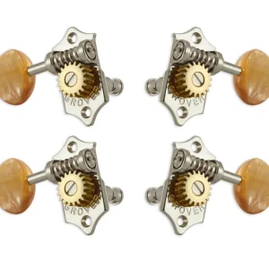 Grover U99-18NA Sta-Tite Geared Ukulele Pegs with Acrylic Amber Button, 21.3 mm Post - 4 pcs. - Nickel Schneller Versand
