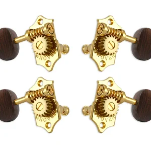 Grover U99-18GR Sta-Tite Geared Ukulele Pegs with Rosewood Button, 21.3 mm Post - 4 pcs. - Gold Schneller Versand