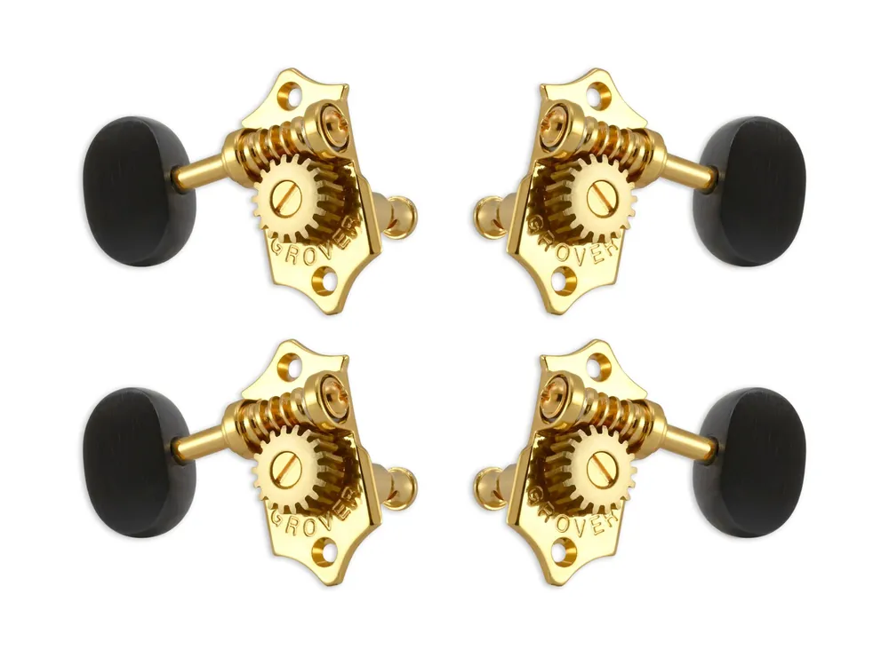 Grover U99-18GE Sta-Tite Geared Ukulele Pegs with Ebony Button, 21.3 mm Post - 4 pcs. - Gold Preiswert