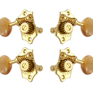 Grover U99-18GA Sta-Tite Geared Ukulele Pegs with Acrylic Amber Button, 21.3 mm Post - 4 pcs. - Gold Must-Have