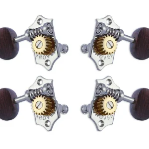 Neue Kollektion Grover U99-18CR Sta-Tite Geared Ukulele Pegs with Rosewood Button, 21.3 mm Post - 4 pcs. - Chrome