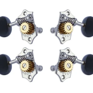 Neue Kollektion Grover U99-18CE Sta-Tite Geared Ukulele Pegs with Ebony Button, 21.3 mm Post - 4 pcs. - Chrome