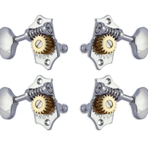 Grover U99-18C Sta-Tite Geared Ukulele Pegs with Metal Button, 21.3 mm Post - 4 pcs. - Chrome Highlight
