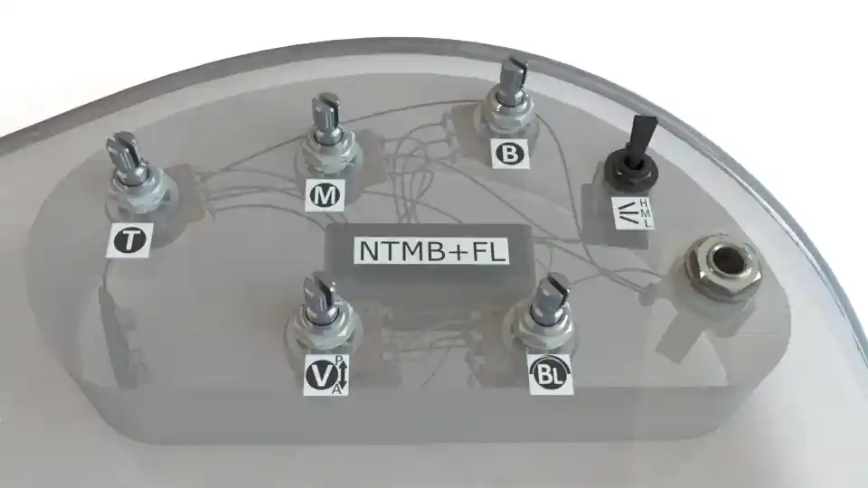 Bartolini NTMB+FL 3-Band Preamp (HR-5.4AP/918FL), 5 Pots, 1 Toggle, for fretless, with Bypass Aktuell