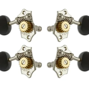 Finale Aktion Grover U98-18NE Sta-Tite Geared Ukulele Pegs with Ebony Button, 25.3 mm Post - 4 pcs. - Nickel