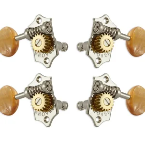 Grover U98-18NA Sta-Tite Geared Ukulele Pegs with Acrylic Amber Button, 25.3 mm Post - 4 pcs. - Nickel Preis Gesenkt