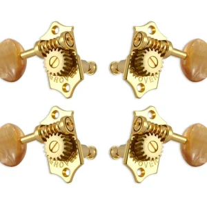 Grover U98-18GA Sta-Tite Geared Ukulele Pegs with Acrylic Amber Button, 25.3 mm Post - 4 pcs. - Gold Meistverkauft