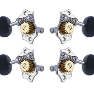 Grover U98-18CE Sta-Tite Geared Ukulele Pegs with Ebony Button, 25.3 mm Post - 4 pcs. - Chrome Versand Am Gleichen Tag