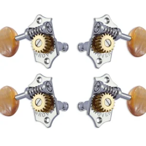 Knallerangebot Grover U98-18CA Sta-Tite Geared Ukulele Pegs with Acrylic Amber Button, 25.3 mm Post - 4 pcs. - Chrome