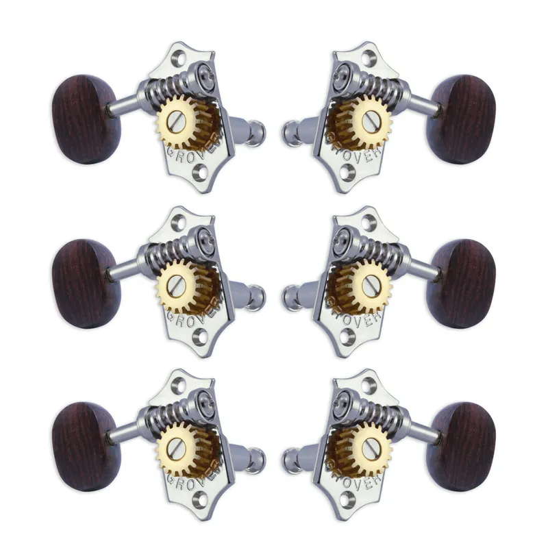 Billig Grover V97-18CAR Original Sta-Tite Machine Head with Rosewood Button and 18:1 Gear Ratio, Vertical - Guitar Machine Heads, 3 + 3 - Chrome