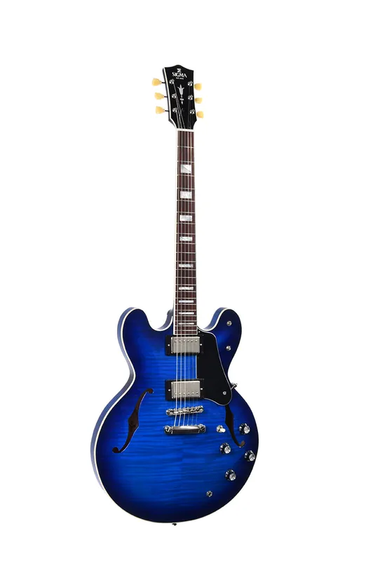 Sigma E-Gitarre HBA-102H-TBB Semi-Hollow Transparent Blue inkl. Koffer Direktkauf