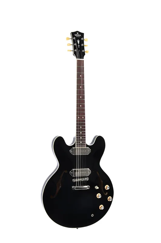 Direktkauf Sigma E-Gitarre HBA-102P-BK Semi-Hollow black inkl. Soft-Case