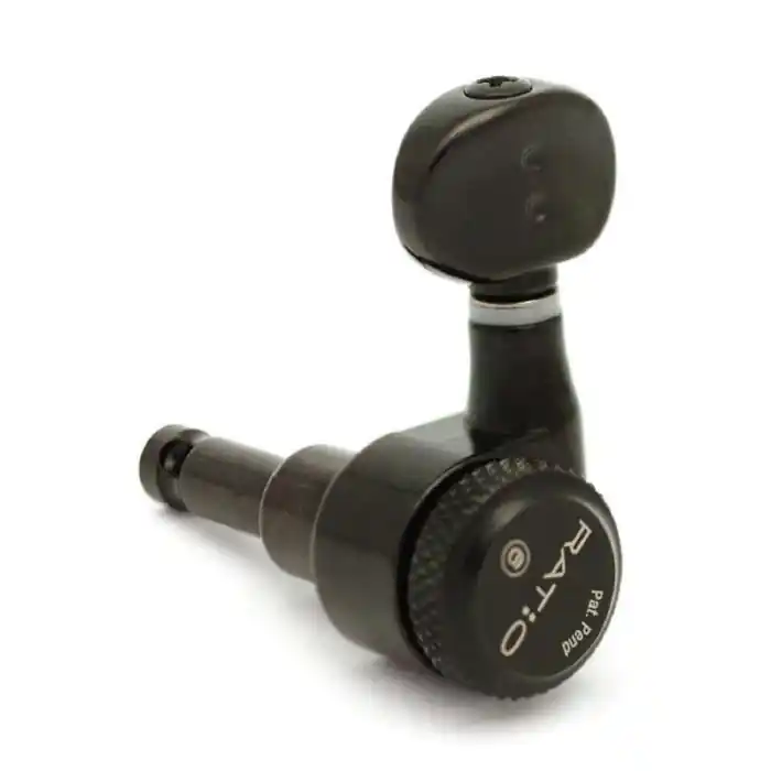 Graph Tech PRL-9731-LB0 Ratio Electric Locking Machine Heads with Classic Button, Staggered Posts - 6-in-Line, Bass Side (Right), Lefthand - Black Preiswert