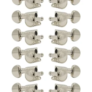 Markenware Grover 205-18N12 Mid-Size Rotomatics with Round Button - 12-String Guitar Machine Heads, 6 + 6 - Nickel