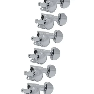 Preisknaller Grover 205-18C6 Mid-Size Rotomatics with Round Button - Guitar Machine Heads, 6-in-Line, Bass Side (Left) - Chrome