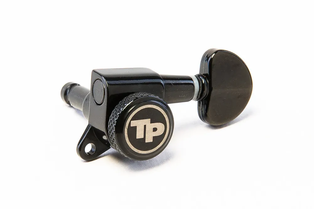 Sonderaktion TonePros GKL60K-B Locking Tuner with 18:1 Gear Ratio and "Small Kidney" Style Button - Guitar Machine Heads, 6-In-Line - Black
