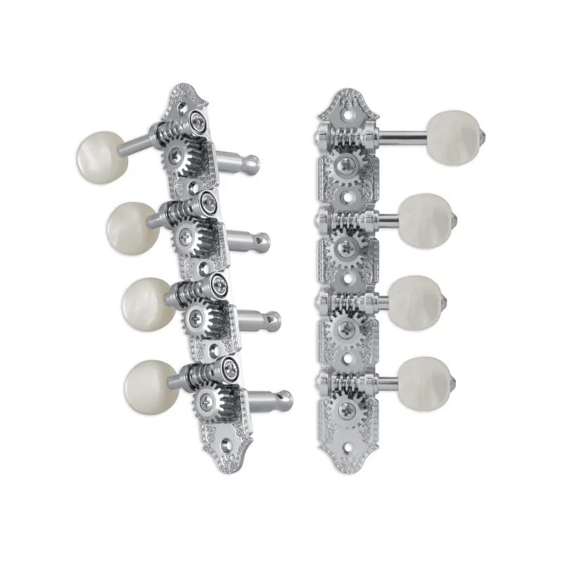 Finale Aktion Grover 409FVC Professional Mandolin Vintage "F"-Style Machine Heads with Pearloid Button - Standard, 4 + 4 - Nickel