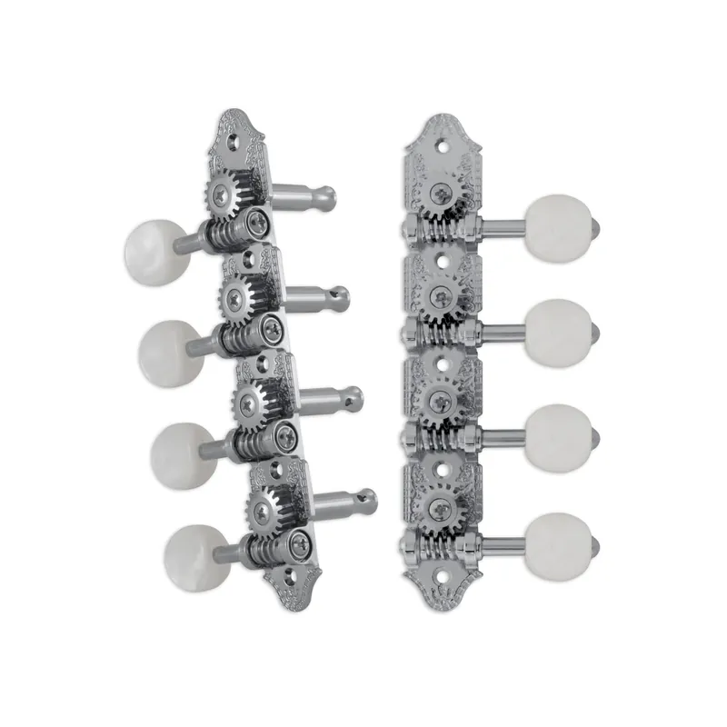 Billig Grover 409VC Professional Mandolin Vintage "A"-Style Machine Heads with Pearloid Button - Standard, 4 + 4 - Chrome