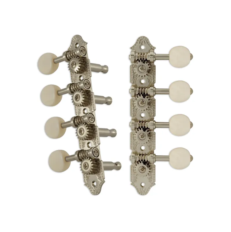 Grover 409NW Professional Mandolin Standard "A"-Style Machine Heads with White Button - Standard, 4 + 4 - Nickel Günstig