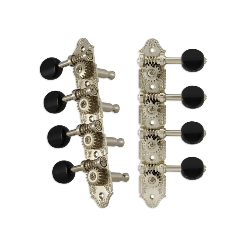 Grover 409NB Professional Mandolin Standard "A"-Style Machine Heads with Black Button - Standard, 4 + 4 - Nickel Angebot