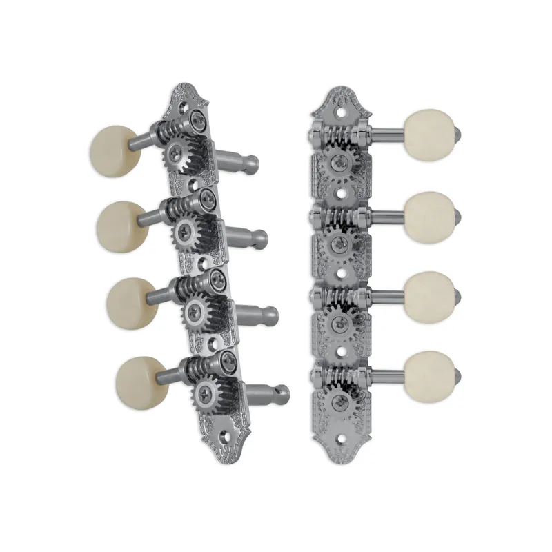 Neue Ware Grover 409CW Professional Mandolin Standard "A"-Style Machine Heads with White Button - Standard, 4 + 4 - Chrome