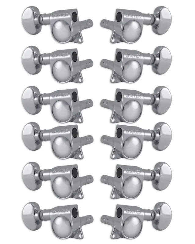 Top-Seller Grover 406C12 Mini Locking Rotomatics with Round Button - Guitar Machine Heads, 6 + 6 - Chrome