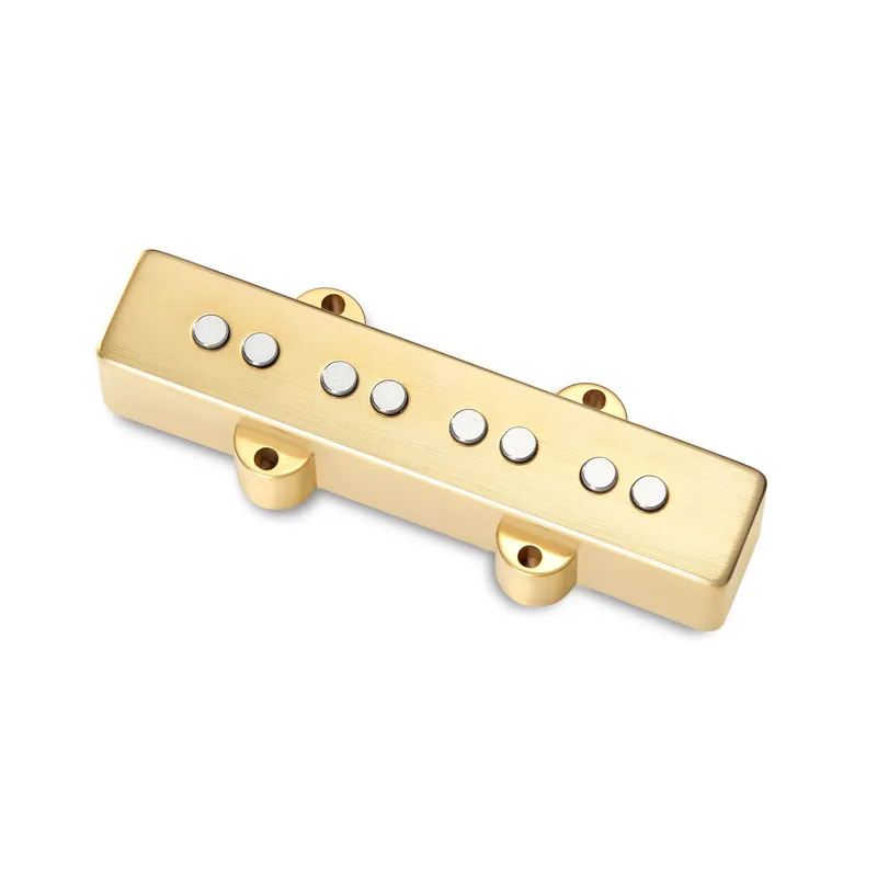 MEC Passive J-Style Bass Pickup (Long), Metal Cover, Open Pole Pieces, 4-String, Bridge - Brushed Gold Mega-Angebot
