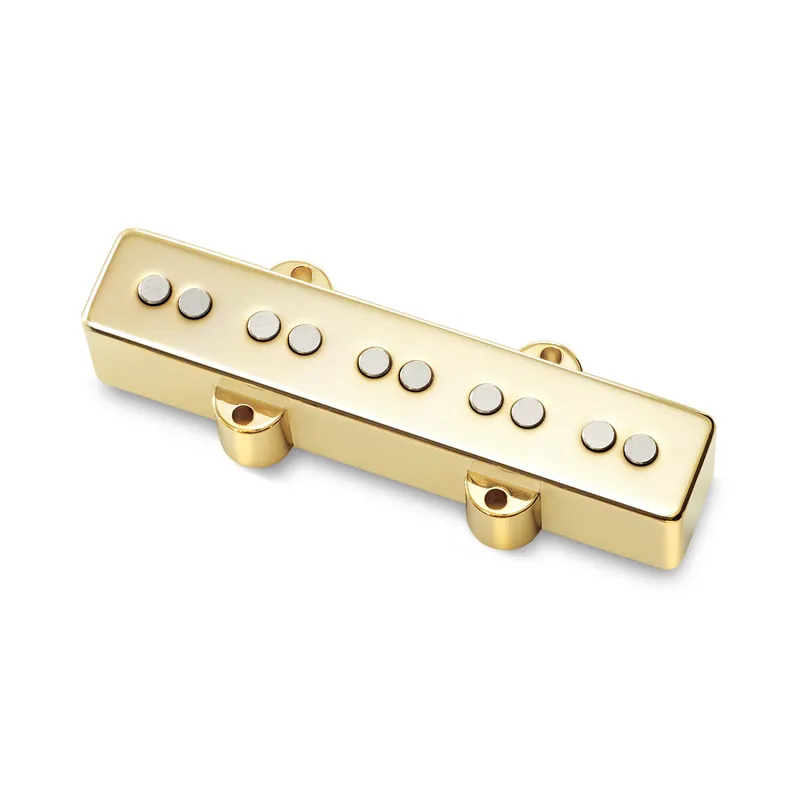 MEC Passive J-Style Bass Pickup, Metal Cover, Open Pole Pieces, 5-String, Neck - Gold Neue Kollektion
