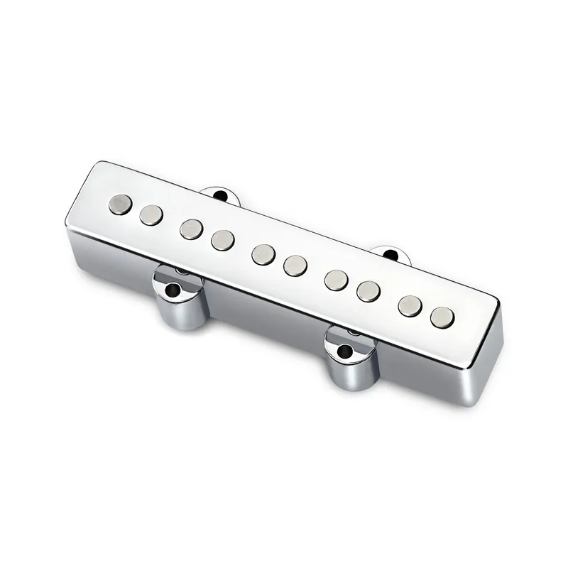 Highlight MEC Passive J-Style Bass Pickup, Metal Cover, Open Pole Pieces, 5-String, Bridge - Chrome