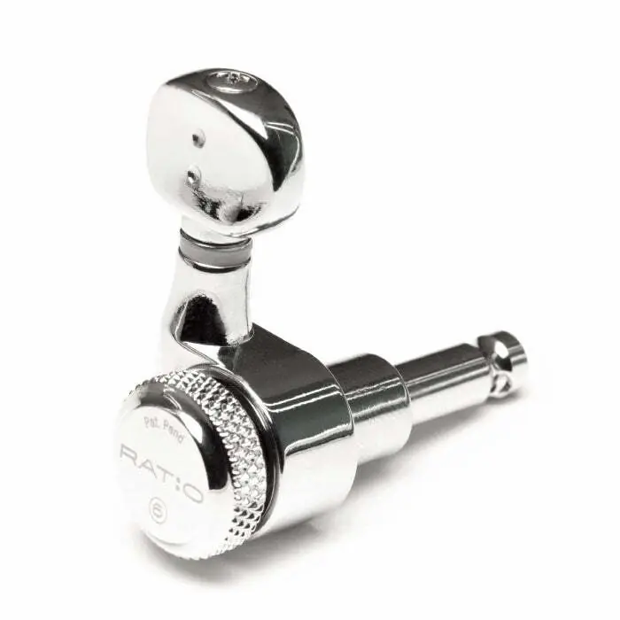 Graph Tech PRL-9731-C0 Ratio Electric Locking Machine Heads with Classic Button, Staggered Posts - 6-in-Line, Bass Side (Left) - Chrome Gratis Versand