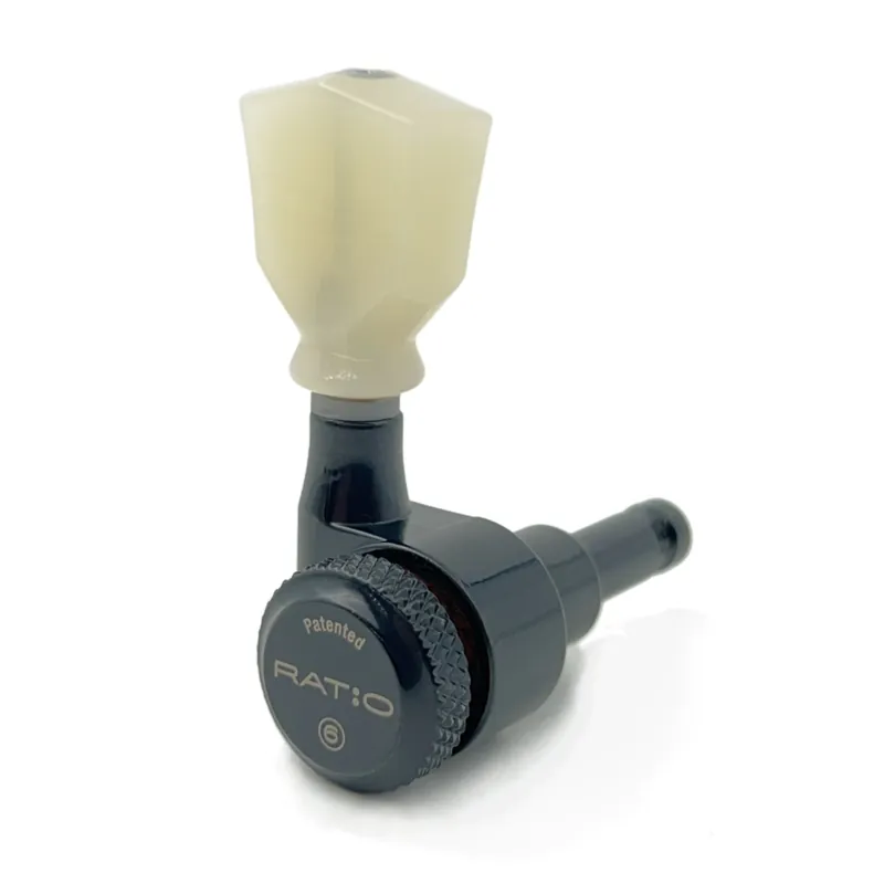 Neue Kollektion Graph Tech PRL-8351-B0 Ratio Electric Locking Machine Heads with Vintage Keystone Button - 3 + 3 - Black