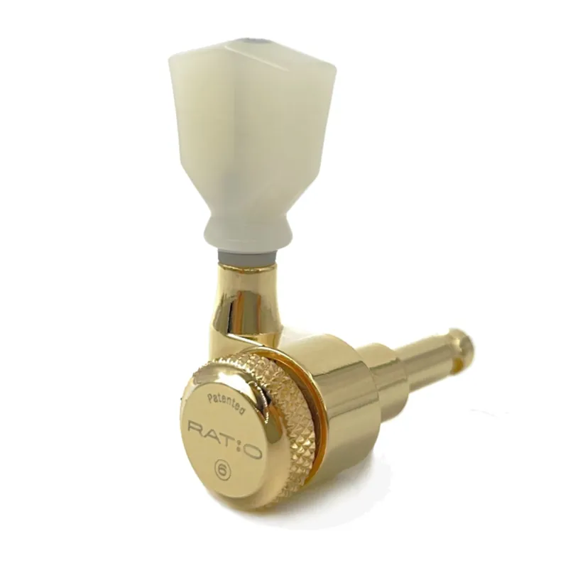 Graph Tech PRL-8351-G0 Ratio Electric Locking Machine Heads with Vintage Keystone Button - 3 + 3 - Gold Kostenloser Rückversand