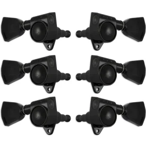Grover 102BCK Original Rotomatics with Crown Button - Guitar Machine Heads, 3 + 3 - Black Chrome Knallerangebot