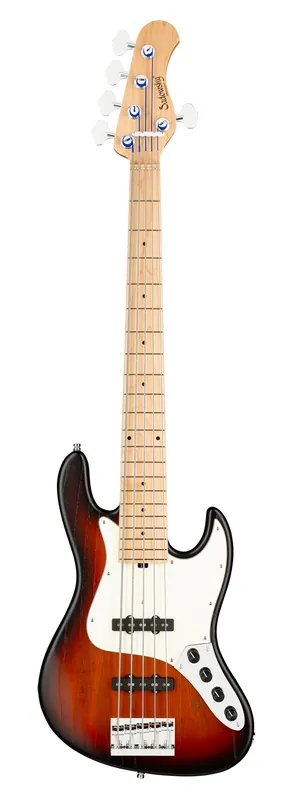 Rabatt Sadowsky MetroLine 21-Fret Vintage J/J Bass, Solidbody, Swamp Ash Body, Maple Fingerboard, 5-String - Almond Sunburst Transparent Satin