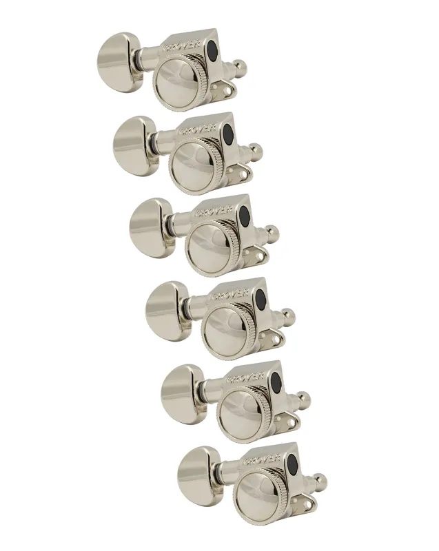 Neue Kollektion Grover 505NL6 Mini Roto-Grip Locking Rotomatics - Guitar Machine Heads, 6-in-Line, Lefthand, Treble Side (Right) - Nickel