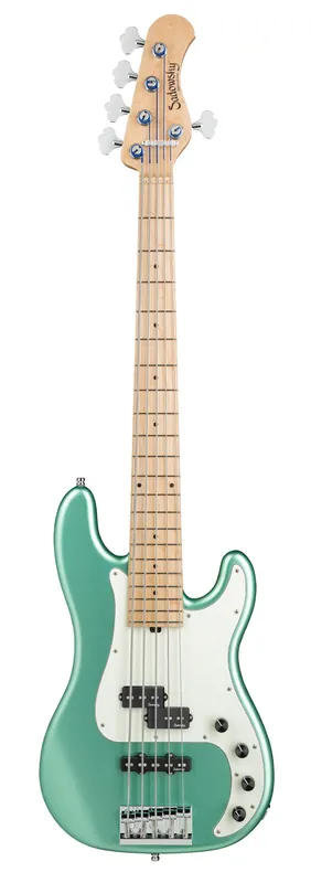 Sadowsky MetroLine 21-Fret Hybrid P/J Bass, Solidbody, Swamp Ash Body, Maple Fingerboard, 5-String - Solid Sage Green Metallic Satin Kracherpreis