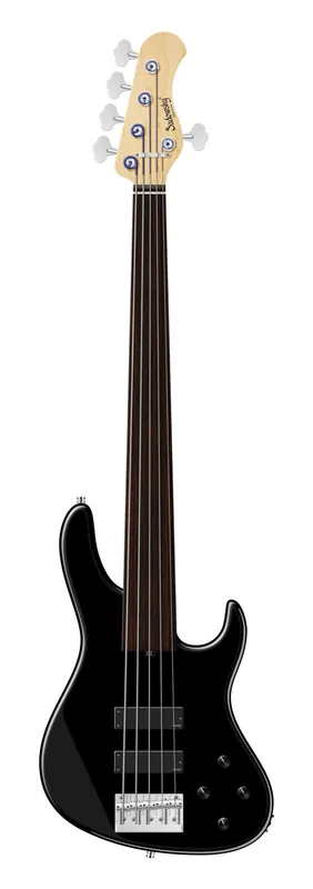 Sadowsky MetroLine 24-Fret Modern Bass, Red Alder Body, Tigerstripe Ebony Fingerboard, 5-String, Fretless - Solid Black High Polish Kostenloser Versand