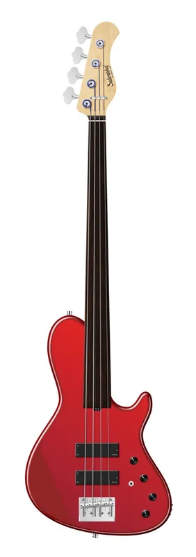 Sadowsky MetroLine 24-Fret Single Cut Bass, Red Alder Body, Tigerstripe Ebony Fingerboard, 4-String, Fretless - Solid Candy Apple Red Metallic High Polish Highlight