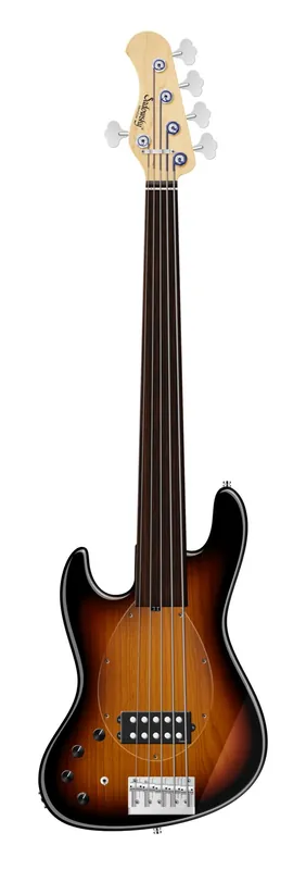 Sadowsky MetroLine 21-Fret Vintage M Bass, Swamp Ash Body, Tigerstripe Ebony Fingerboard, 5-String, Fretless, Lefthand - '59 Burst Transparent High Polish Neu