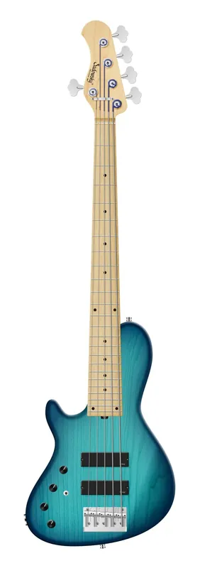 Sadowsky MetroLine 24-Fret Single Cut Bass, Swamp Ash Body, Maple Fingerboard, 5-String, Lefthand - Bora Blue Burst Transparent Satin Sichere Zahlung