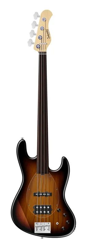 Sale Sadowsky MetroLine 21-Fret Vintage M/J Bass, Swamp Ash Body, Tigerstripe Ebony Fingerboard, 4-String, Fretless - '59 Burst Transparent High Polish