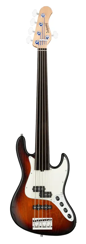 Kostenfreie Lieferung Sadowsky MetroLine 21-Fret Vintage P/J Bass, Swamp Ash Body, Tigerstripe Ebony Fingerboard, 5-String, Fretless - Almond Sunburst Transparent Satin
